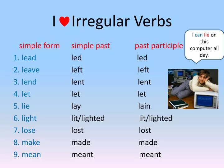 Неправильные глаголы английского и тест English