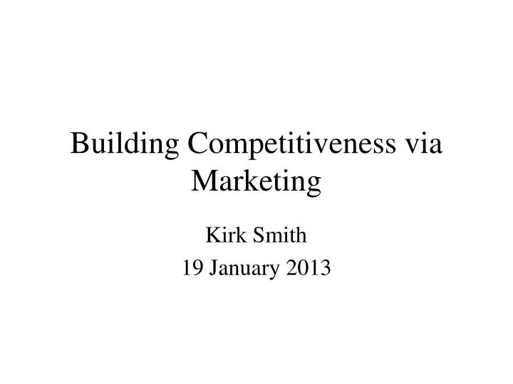 building competitiveness via marketing n.