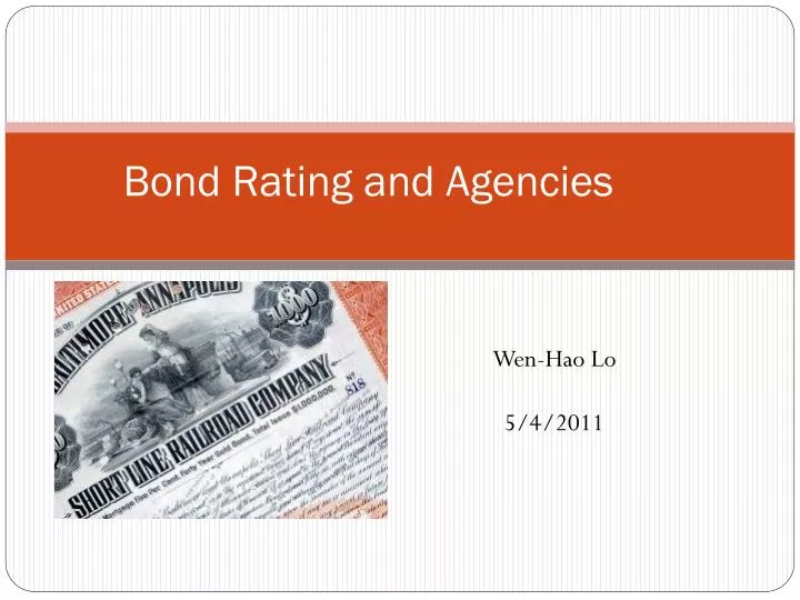PPT Bond Rating and Agencies PowerPoint Presentation, free download