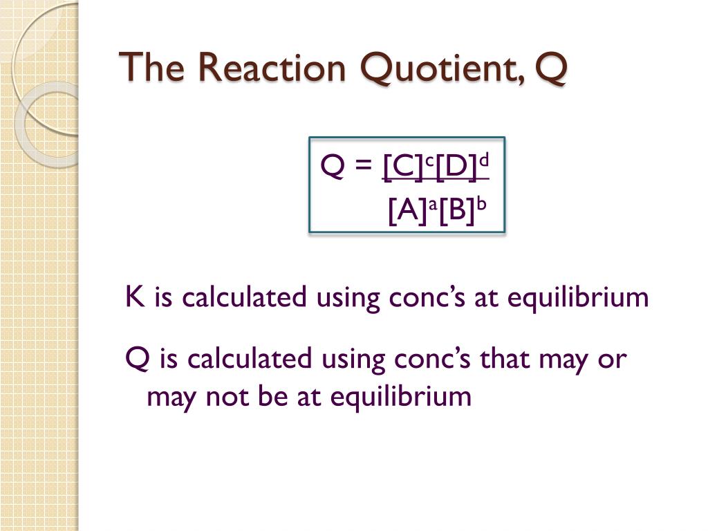 Ppt The Equilibrium Constant K And The Reaction Quotient Q Powerpoint Presentation Id