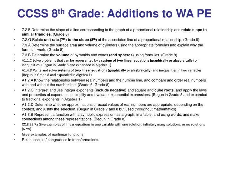 ccss 8 th grade additions to wa pe n.