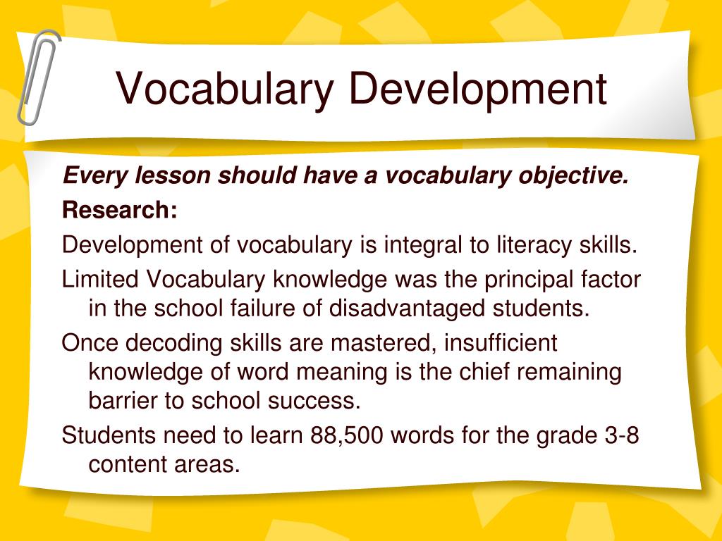 essay about vocabulary development