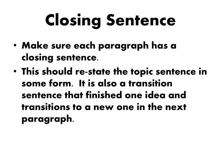 closing sentence definition