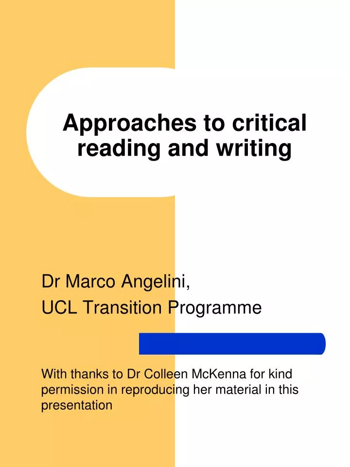 PPT Approaches to critical reading and writing PowerPoint