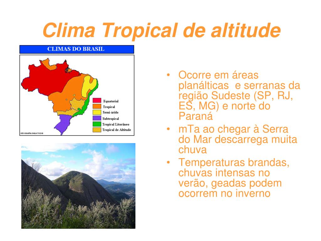 Clima tropical de altitude: resumo, características - Brasil Escola