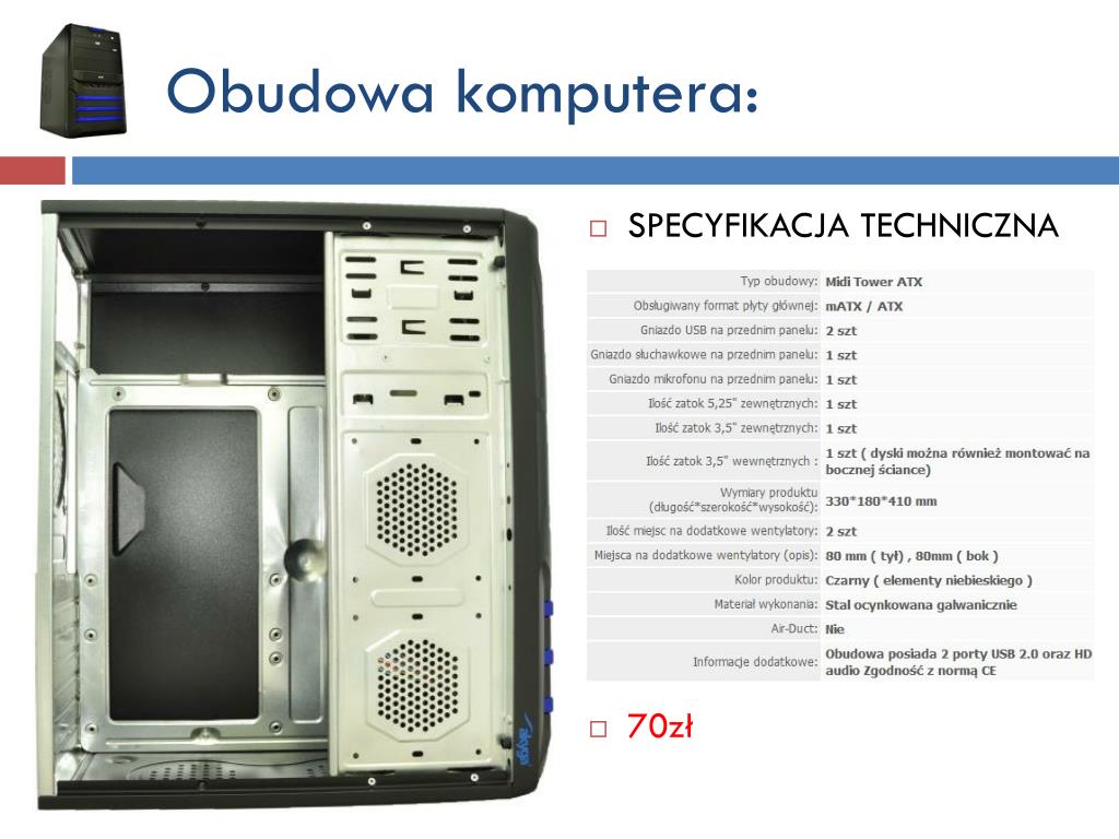 PPT - Montaż komputera: klasy PC – jednostka tower PRZEZNACZENIE ...