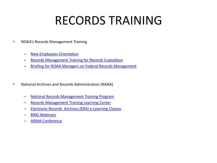 presentation on training records
