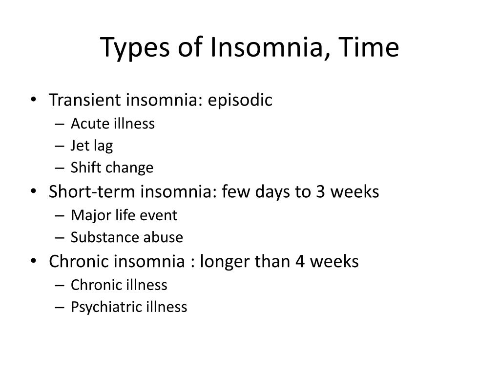 list of types of insomnia