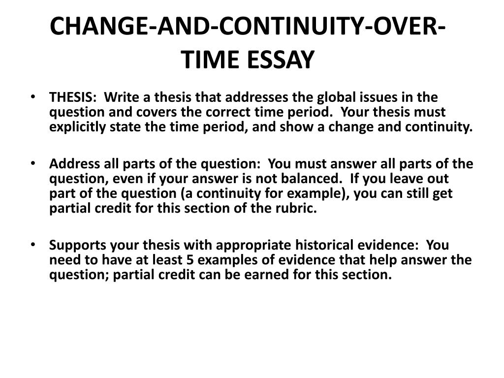 continuity and change over time essay examples