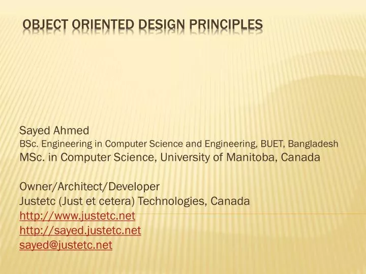 PPT - Object Oriented Design Principles PowerPoint Presentation, free ...