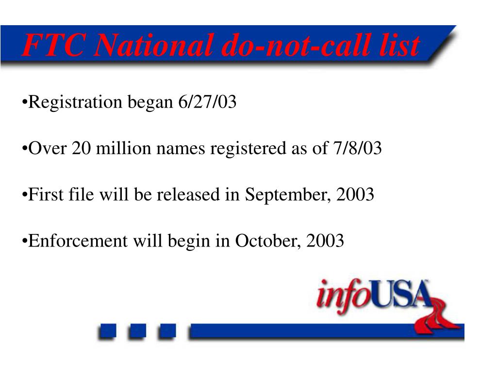 PPT FTC National donotcall list PowerPoint Presentation, free