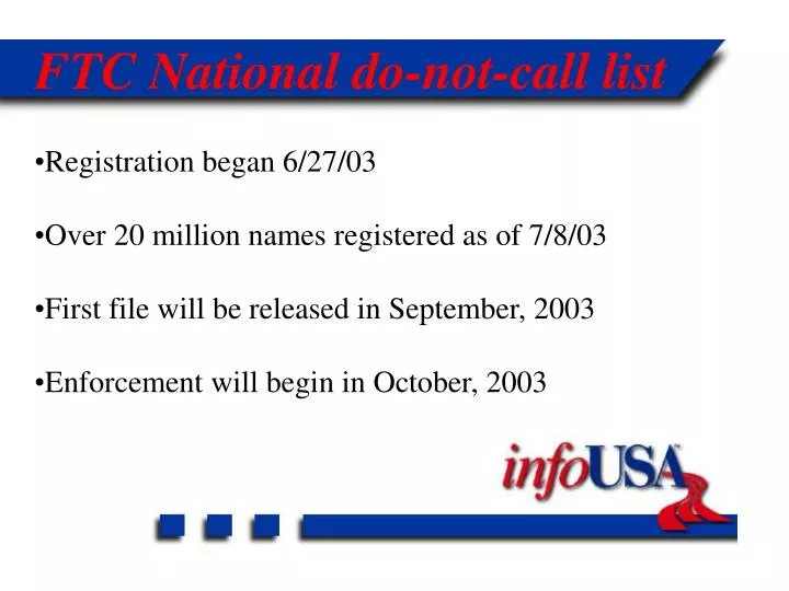 PPT FTC National donotcall list PowerPoint Presentation, free download ID2908313