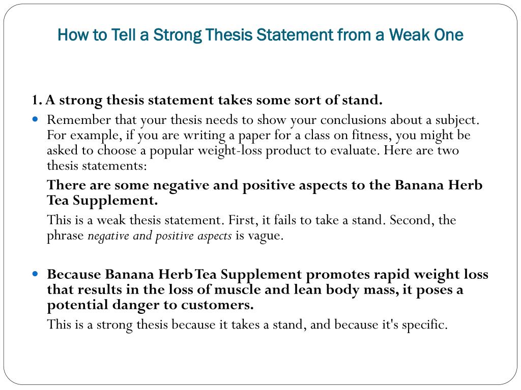 strong and weak thesis statements