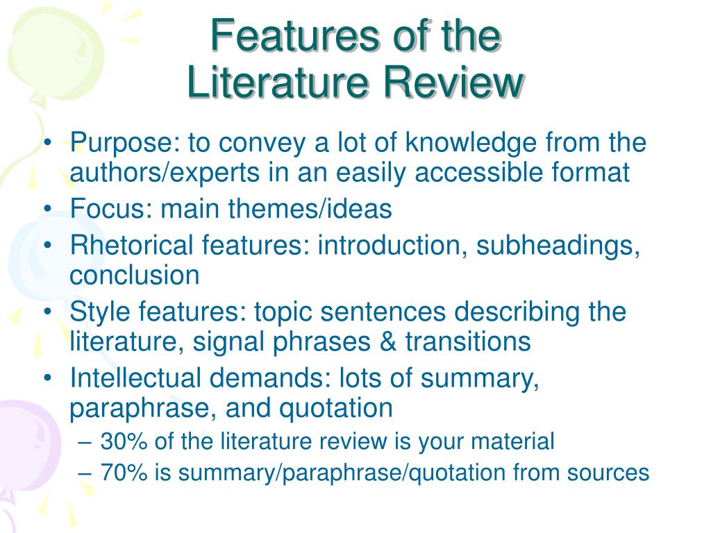 what are the features of a good literature review