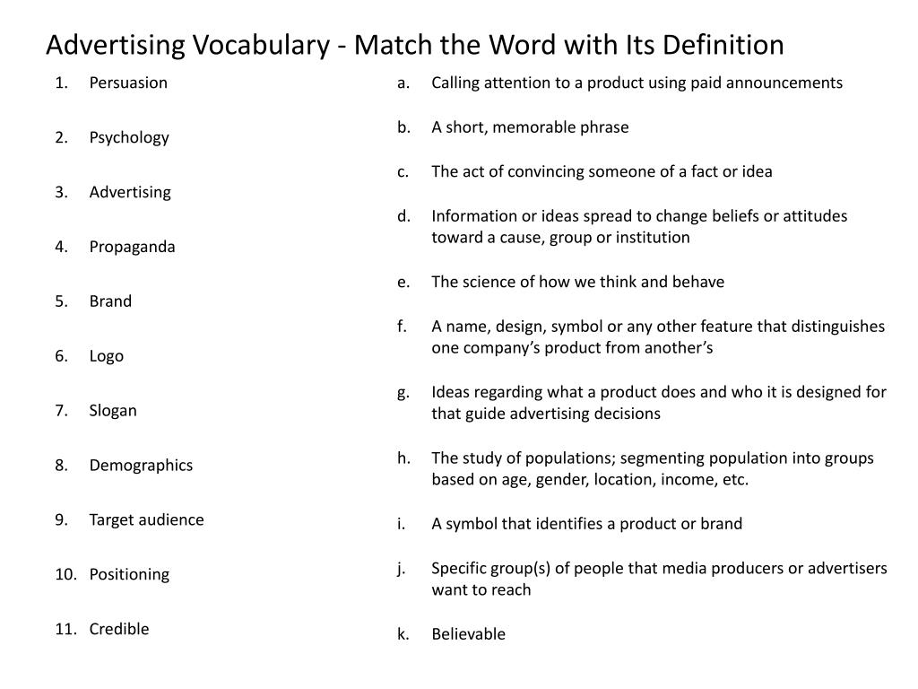 Vocabulary match the words with definition. Advertising Vocabulary. Advertisement Vocabulary. Vocabulary for advertisement. Advertising Vocabulary Worksheet.