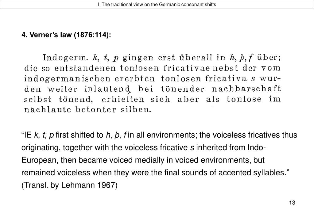 Ppt Verner S Law Phonetic Substance And Form Of Historical Phonological Description Roland Noske Powerpoint Presentation Id