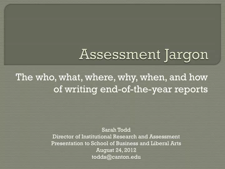 assessment jargon n.