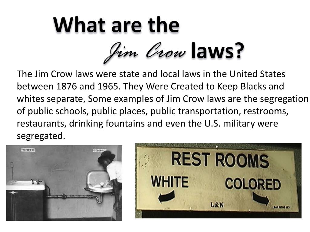 Specific jim crow laws