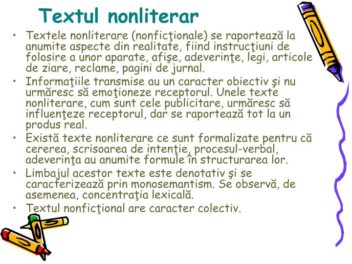 PPT - Textul literar şi textul nonliterar PowerPoint Presentation - ID ...