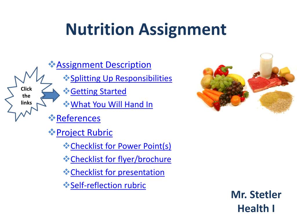 nutrition assignment for high school