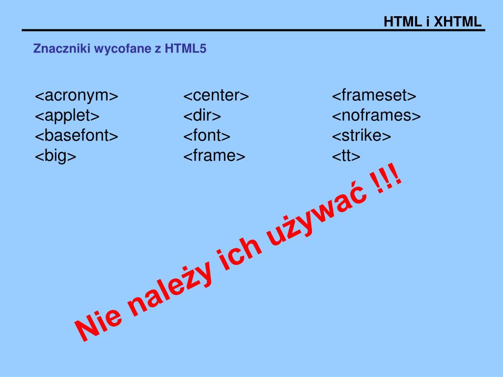 PPT - Technologia stron w HTML5 PowerPoint Presentation, free download -  ID:2920094