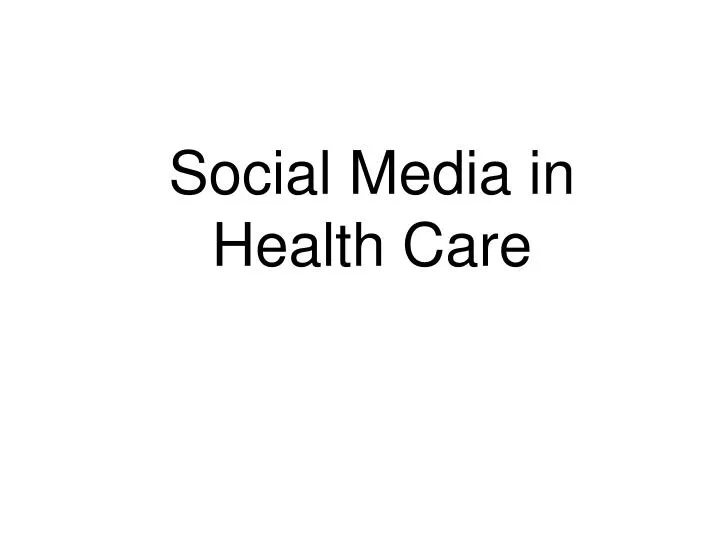 social media in health care n.