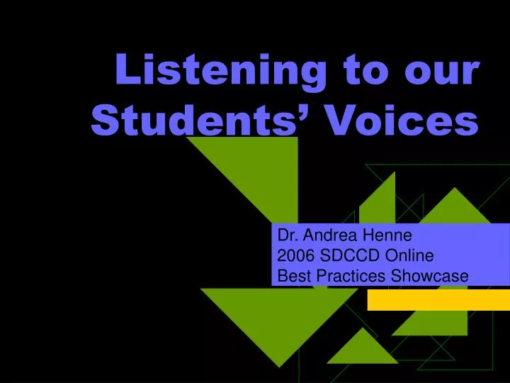 listening to our students voices n.