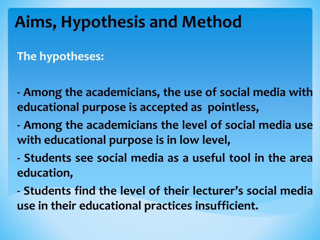 hypothesis of social media in students
