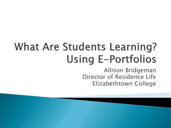 PPT What Are Students Learning? Using EPortfolios PowerPoint