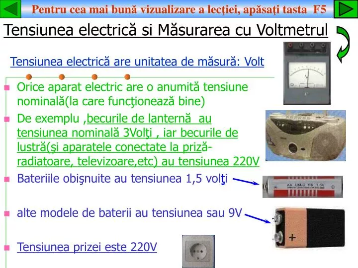 PPT - Tensiunea electric ă are unitatea de m ăsură: Volt PowerPoint  Presentation - ID:2921170