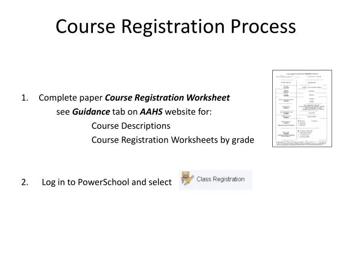 course registration process n.