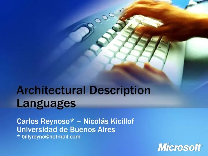 PPT Architectural Description Languages PowerPoint Presentation, free