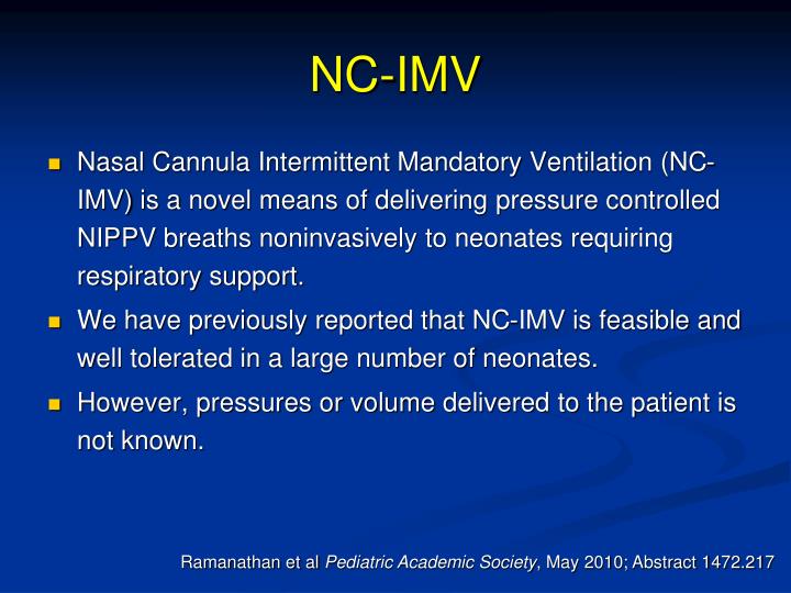 PPT - Nasal Cannula Intermittent Mandatory Ventilation (NC-IMV ...