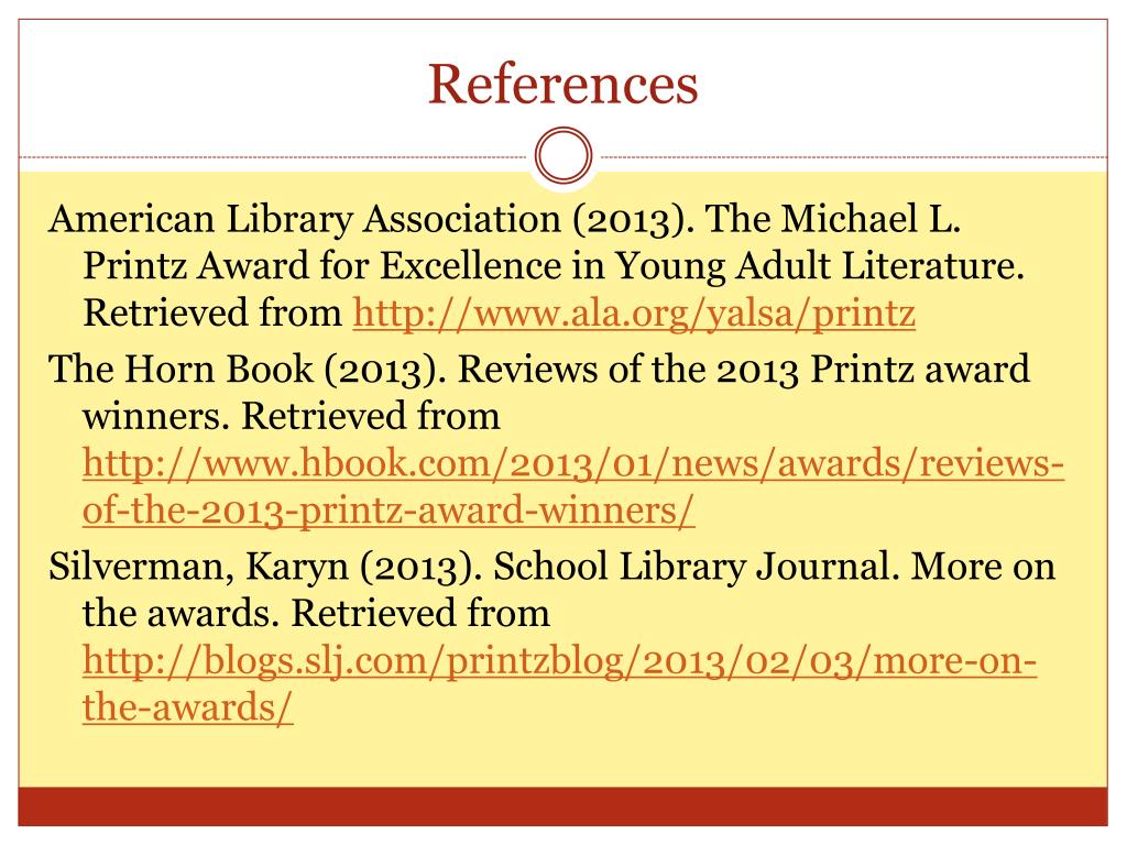 PPT - The Printz Award: Excellence in Young Adult Literature PowerPoint ...