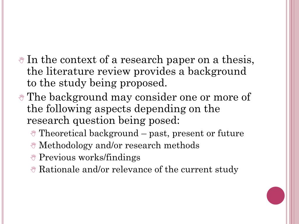 literature review and background research