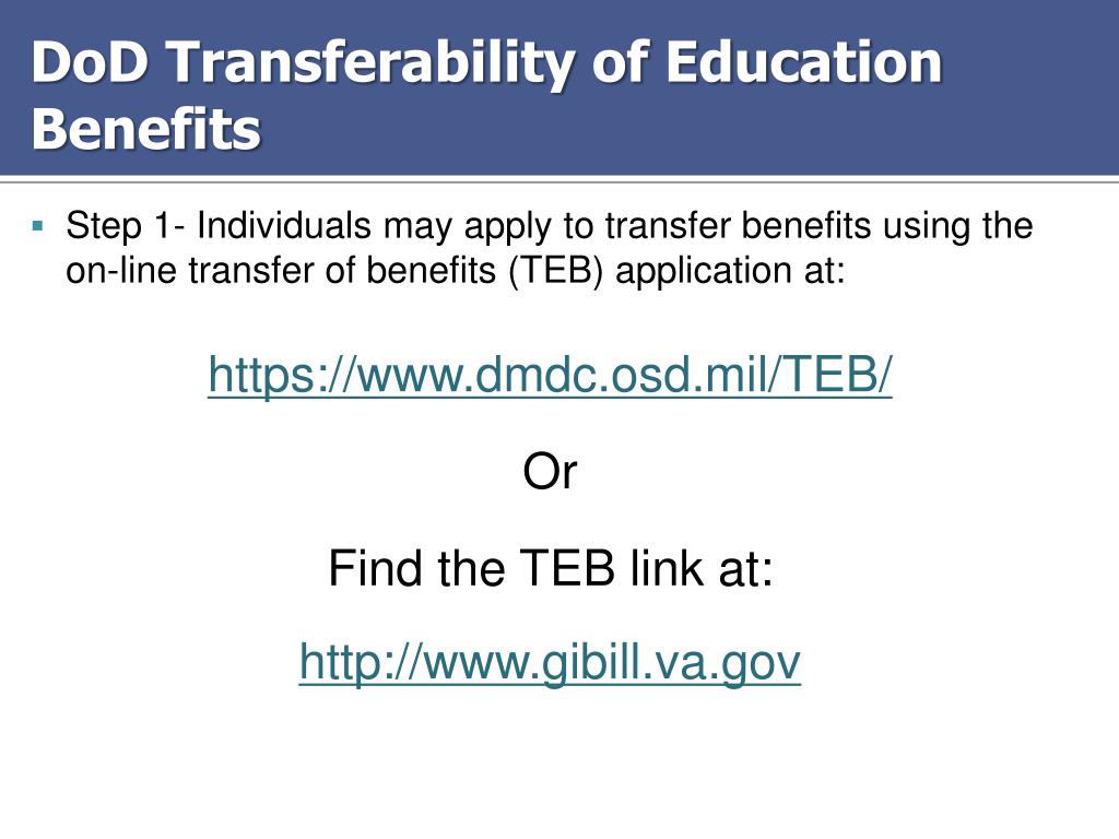 transfer of education benefits (teb) online tool