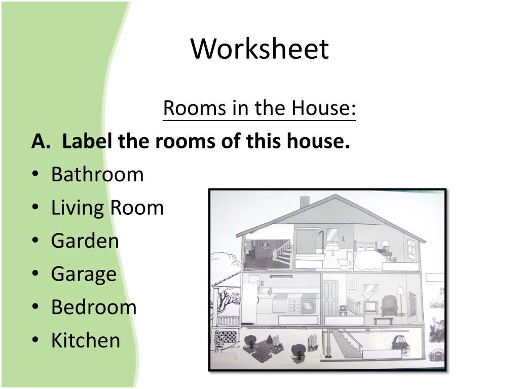 ROOMS OF THE HOUSE, LABELLING WORKSHEET