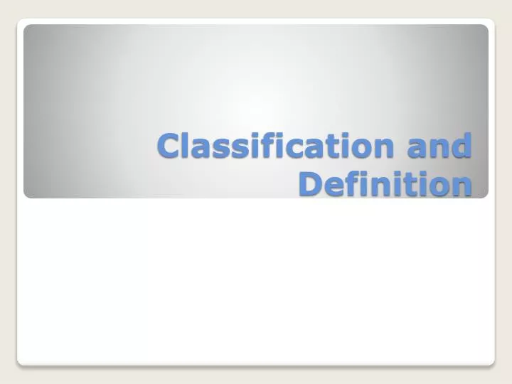 classification and definition n.
