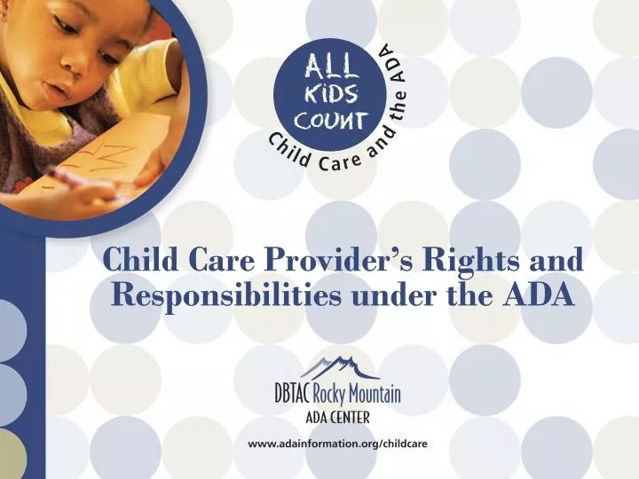 PPT Child Care Provider’s Rights and Responsibilities under the ADA