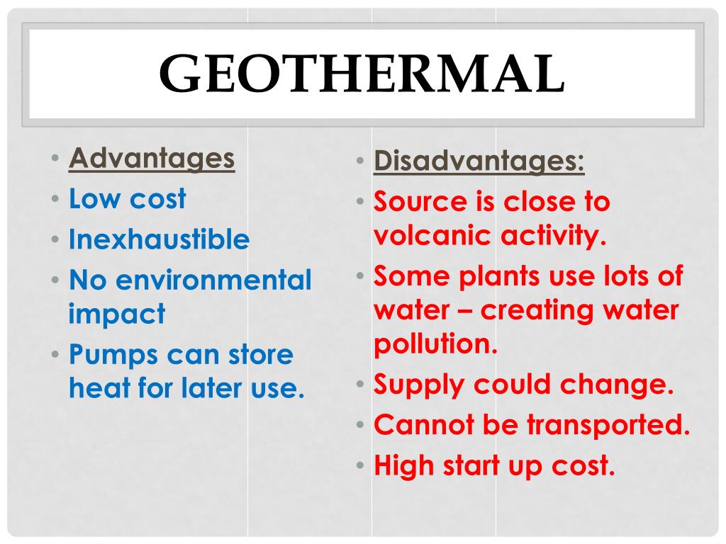 advantages and disadvantages of geothermal energy