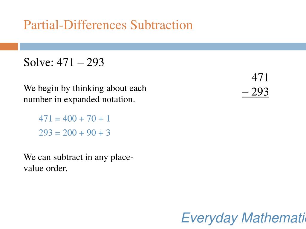 PPT - Everyday Mathematics Partial-Differences Subtraction PowerPoint ...