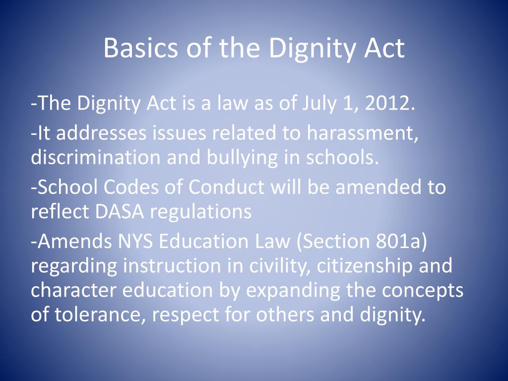 PPT The Dignity For All Students Act PowerPoint Presentation, free