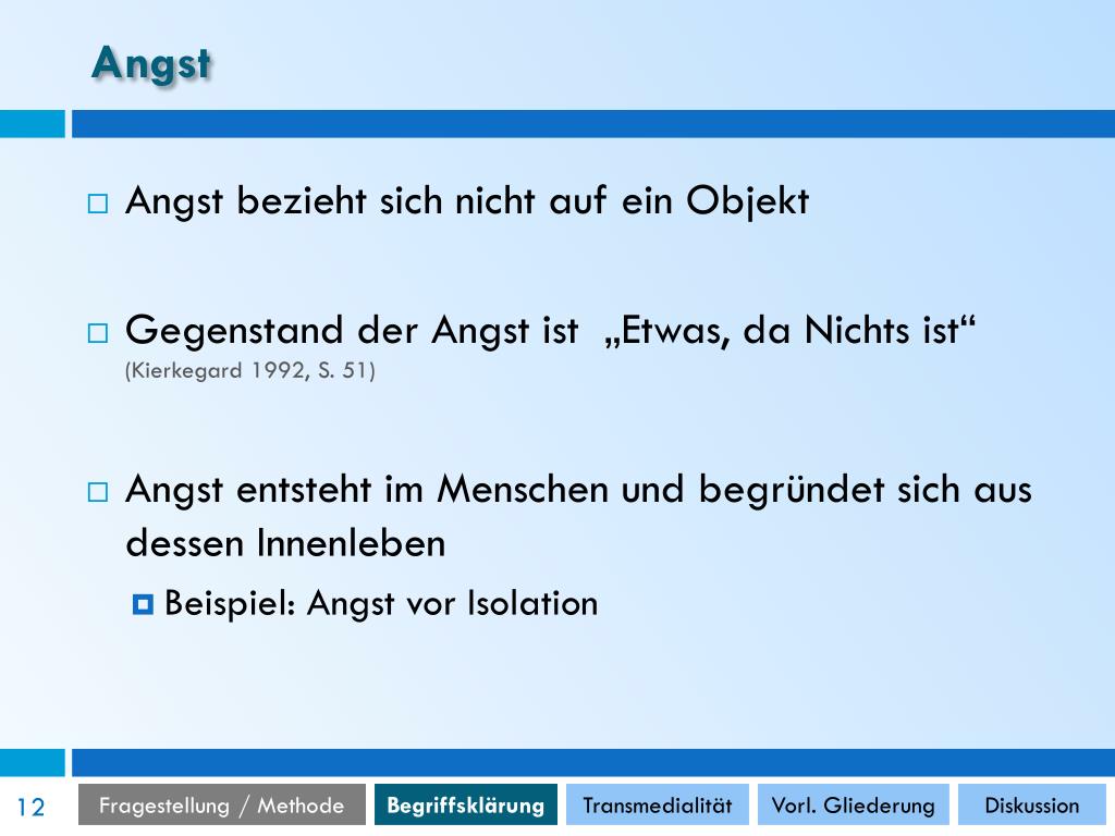 Unterschied Angst Und Furcht PPT - Die Darstellung von Angst und Furcht im Kinderfilm PowerPoint
