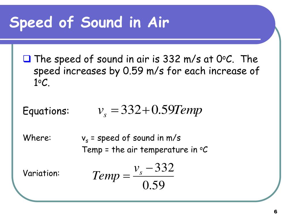 problem solving on the speed of sound