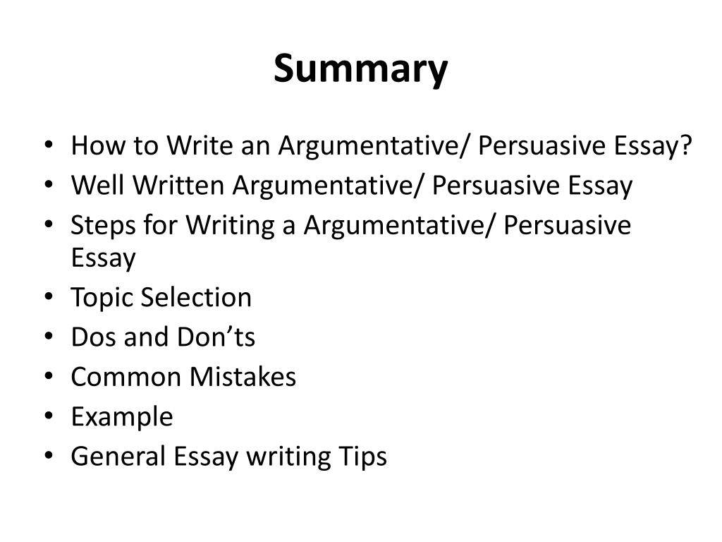 summary of argument essay