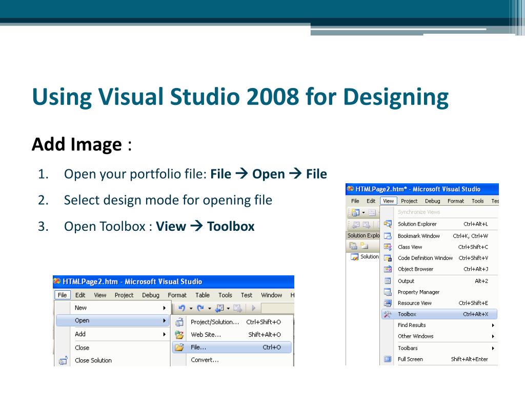 Visual Studio Designs Example PPT - Designing ePortfolio Website ( Part 2 ) PowerPoint Presentation ...