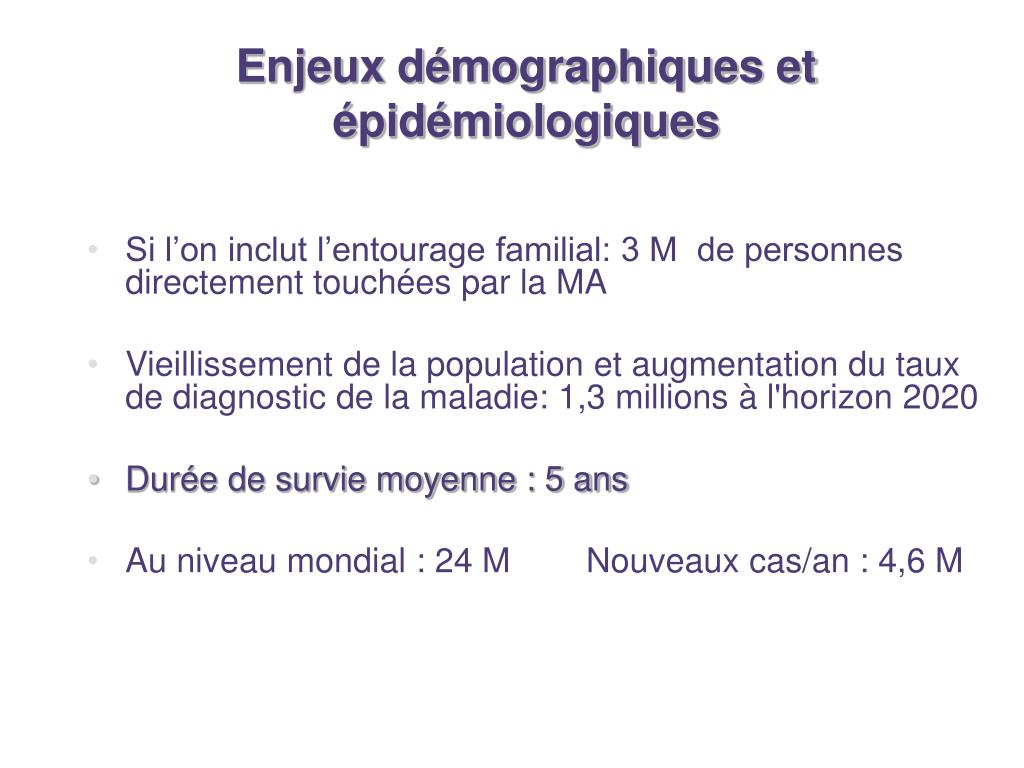 PPT - Maladie d’Alzheimer enjeux épidémiologiques perspectives de ...