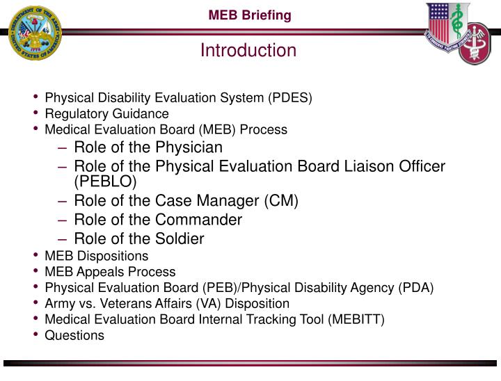 PPT Medical Evaluation Board (MEB)/ Physical Evaluation Board (PEB) Overview Brief