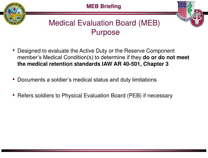 PPT Medical Evaluation Board (MEB)/ Physical Evaluation