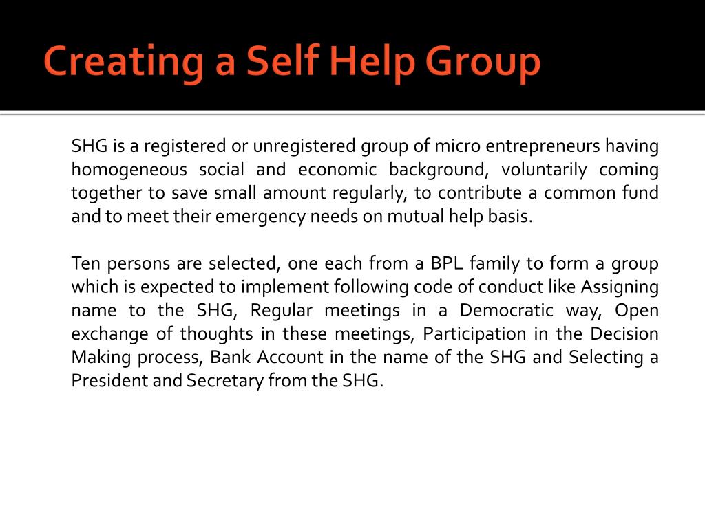 presentation on self help group